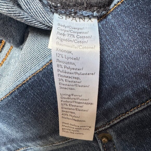 Spanx Jeggings Blue Skinny Denim Distressed Stretchy Mid-Rise Size M - Picture 3 of 4